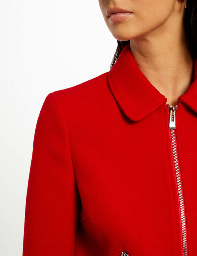 Chaqueta recta con cremallera rojo mujer
