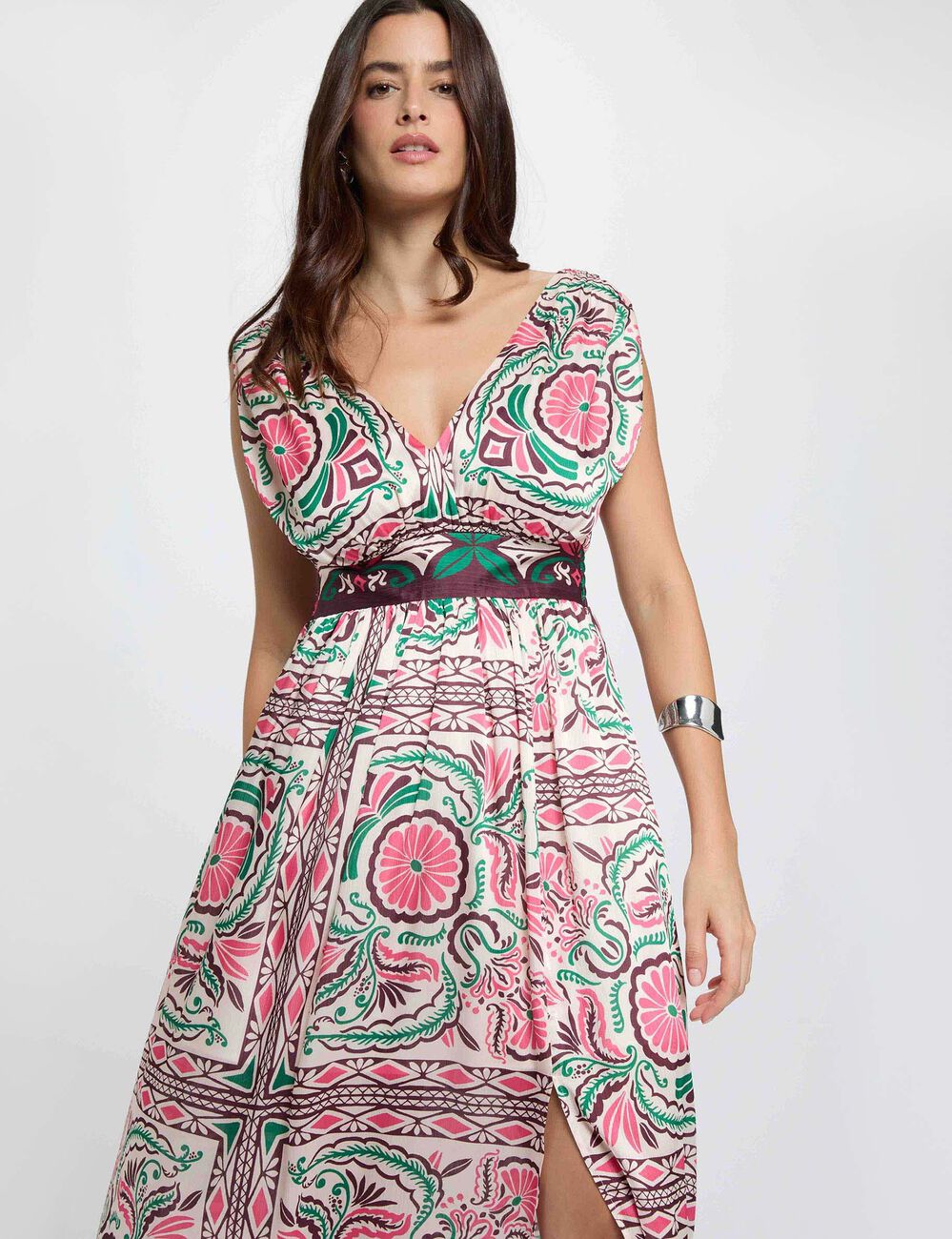Vestido largo ajustado multicolor mujer