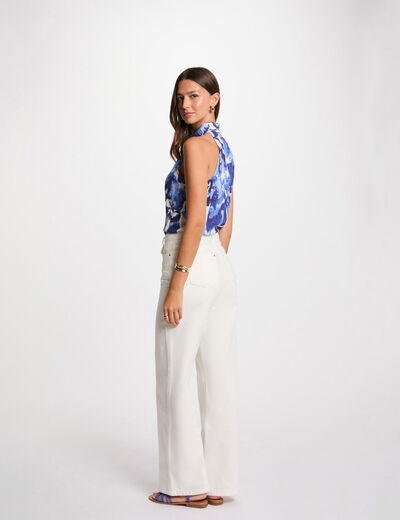 Camisa sin mangas estampada multicolor mujer