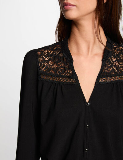 Camiseta manga larga negro mujer