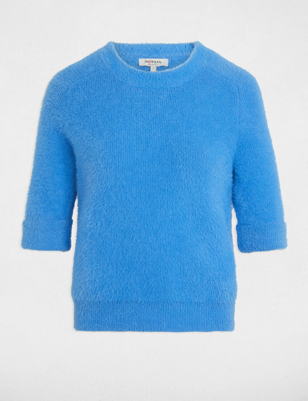 Jersey manga corta azul mujer