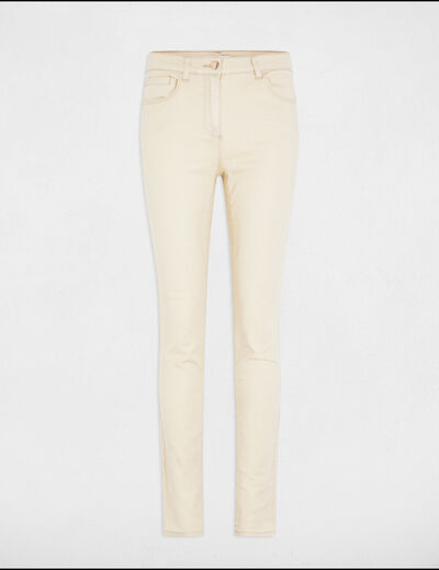 Vaquero slim irisado marfil mujer