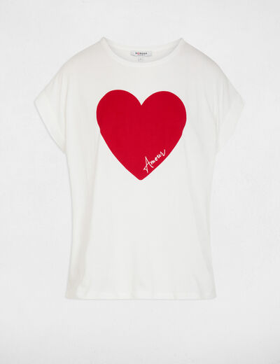 Camiseta recta con inscripción blanco mujer