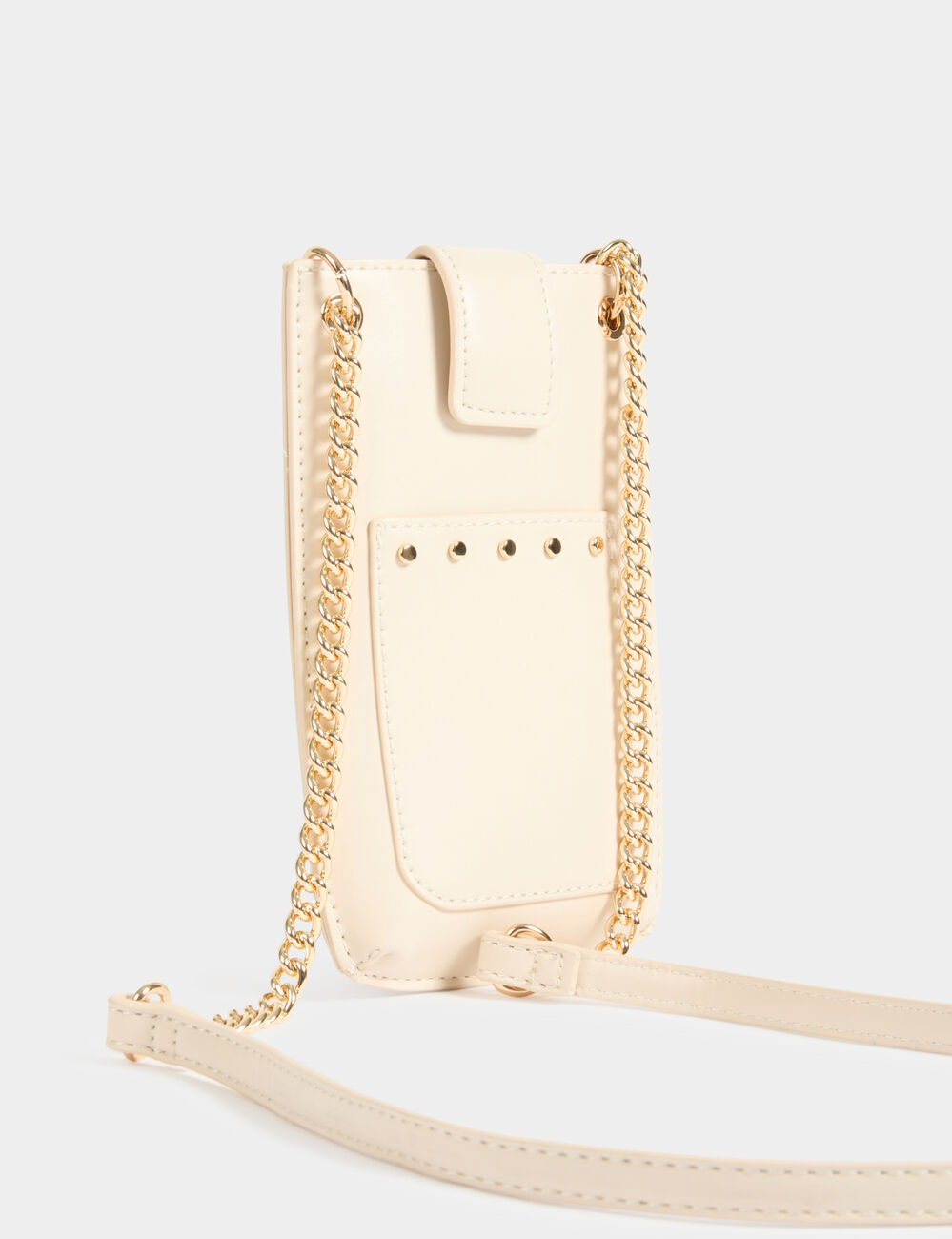 Bolso para teléfono tachuelas marfil mujer