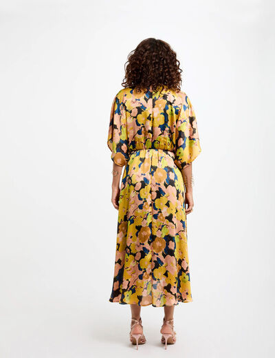 Vestido midi recto estampado multicolor mujer