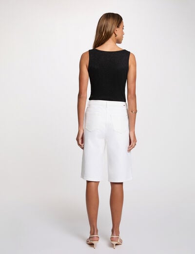 Camiseta ajustada cuello v negro mujer