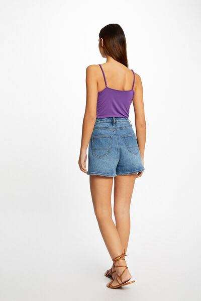 Top tirantes finos con escote en V morado oscuro mujer
