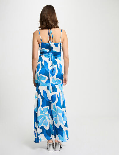 Vestido largo recto estampado multicolor mujer
