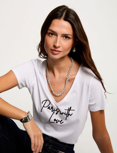 Camiseta con mensaje blanco mujer