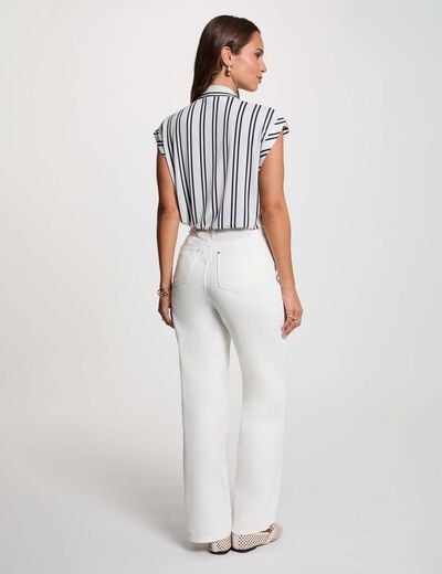 Blusa con cuello lazada blanco mujer