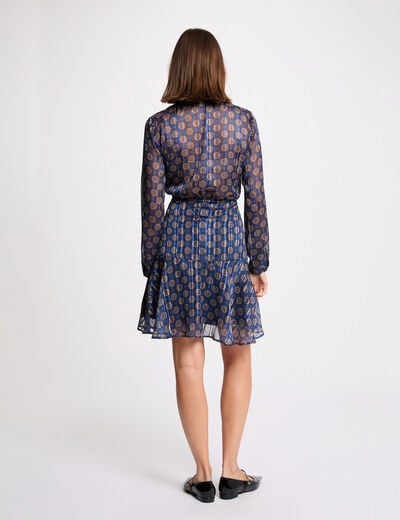 Vestido fluido con cuello en V multicolor mujer