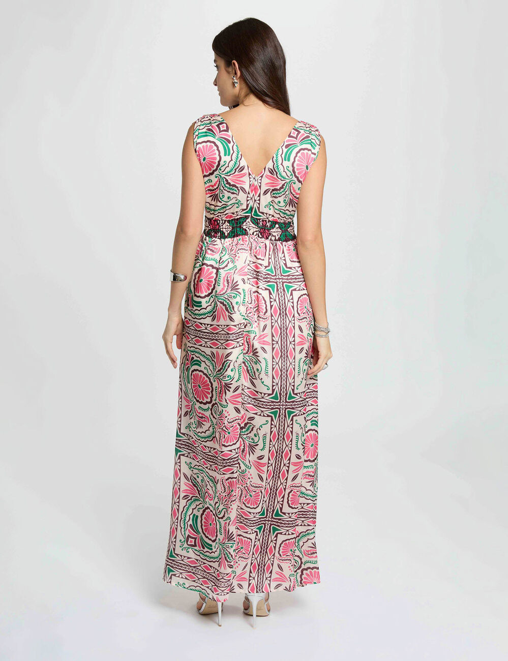 Vestido largo ajustado multicolor mujer