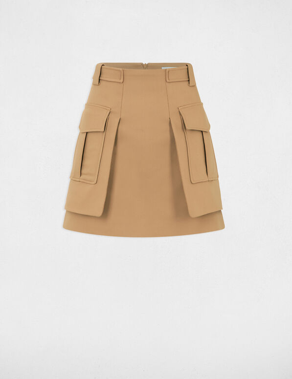 falda corta bolsillos en lados beige mujer Falda corta bolsillos en lados beige mujer