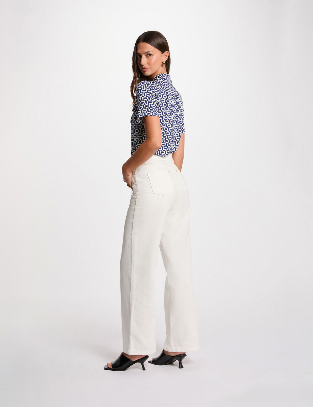 Blusa manga corta blanco mujer