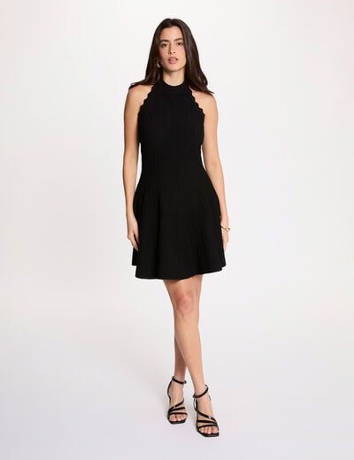 Vestido de punto evas&eacute; sin mangas negro mujer