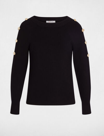 Jersey cuello barco negro mujer