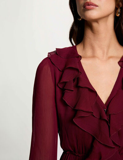 Vestido largo fluido burdeos mujer