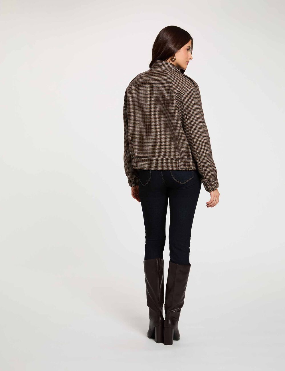 Chaqueta de tweed con cuello mao multicolor mujer