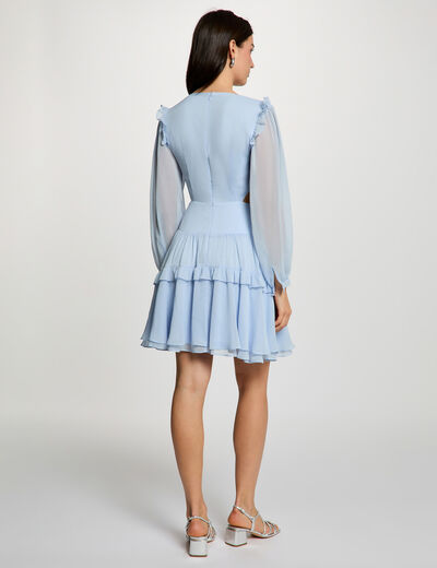Vestido corto ajustado con escote v azul cielo mujer
