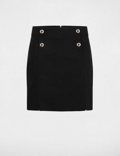Falda corta con botones negro mujer