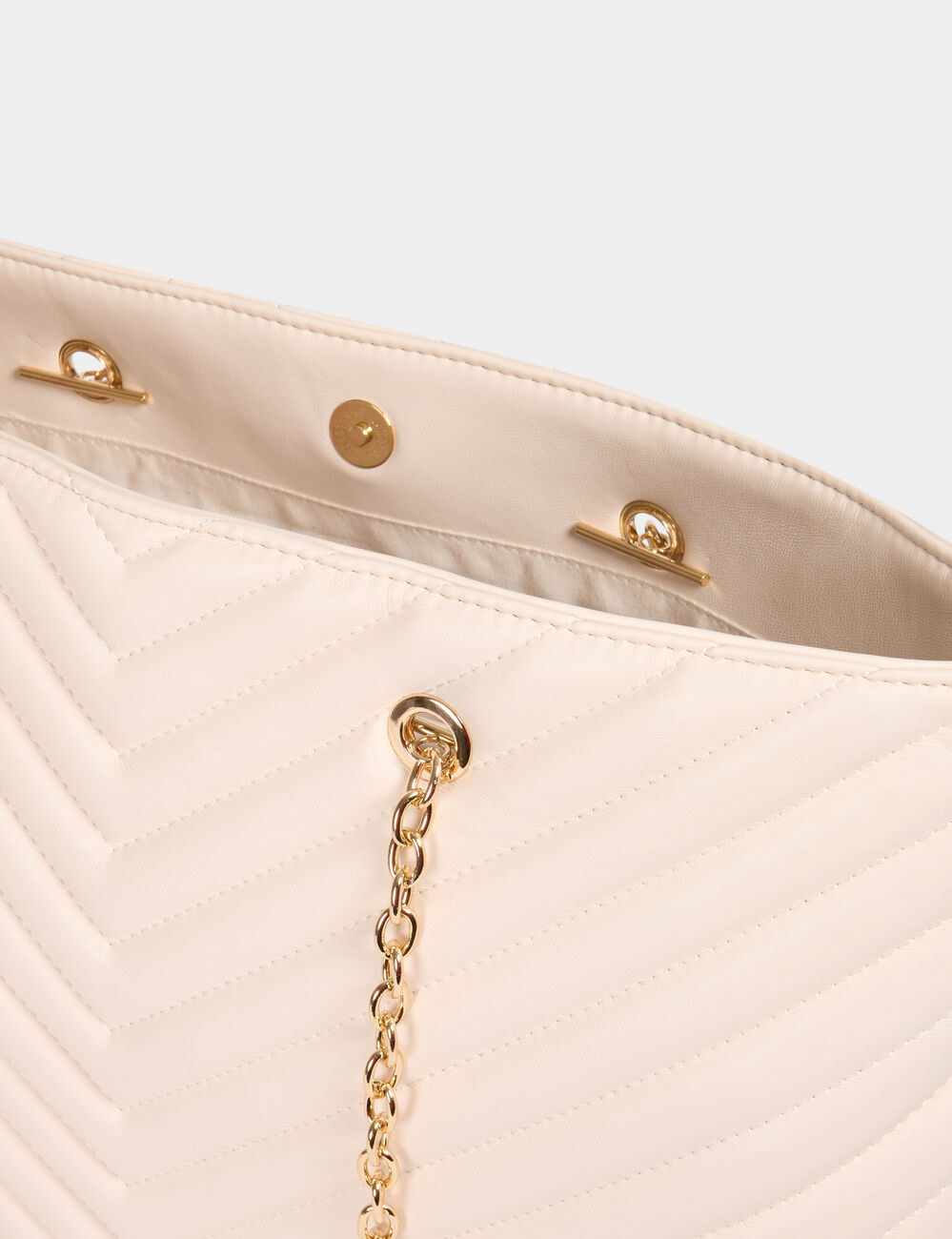 Bolso shopper acolchado marfil mujer