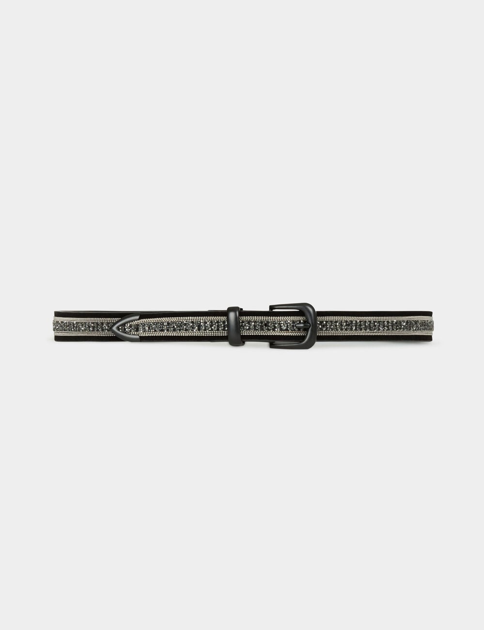 Cintur&oacute;n fino de ante negro mujer