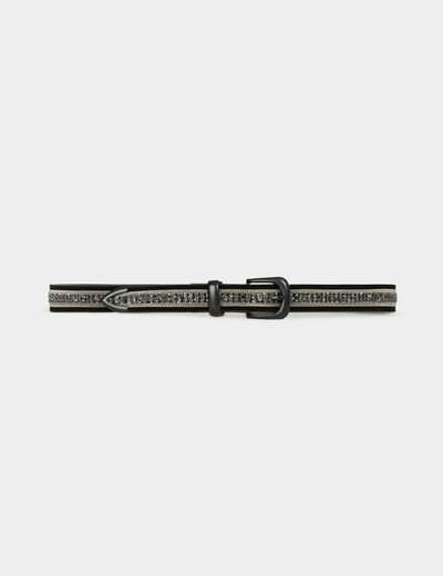 Cintur&oacute;n fino de ante negro mujer