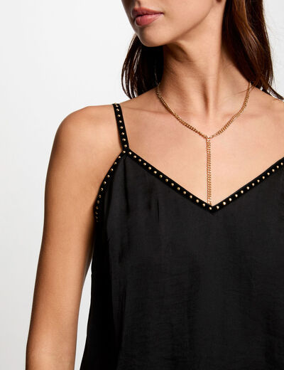 Top tirantes finos y tachuelas negro mujer