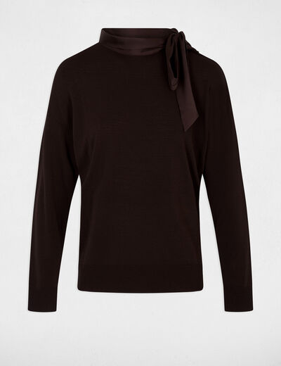 Jersey cuello redondo mangas largas marr&oacute;n oscuro mujer