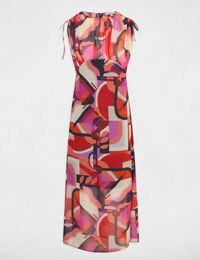 Vestido entallado estampado multicolor mujer