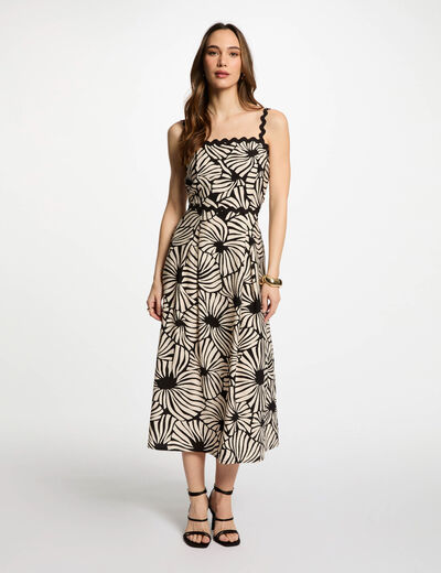 Vestido midi recto estampado multicolor mujer