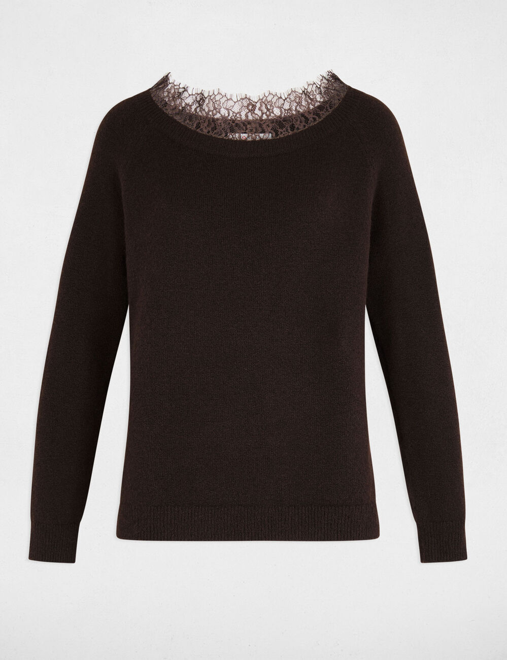 Jersey cuello barco marr&oacute;n oscuro mujer