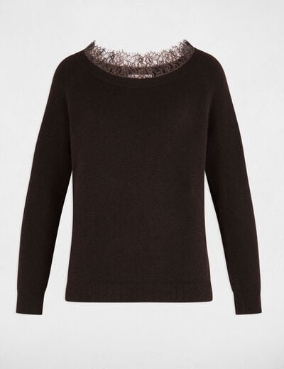 Jersey cuello barco marr&oacute;n oscuro mujer