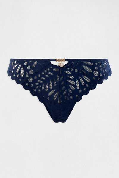 Slip de encaje marino mujer