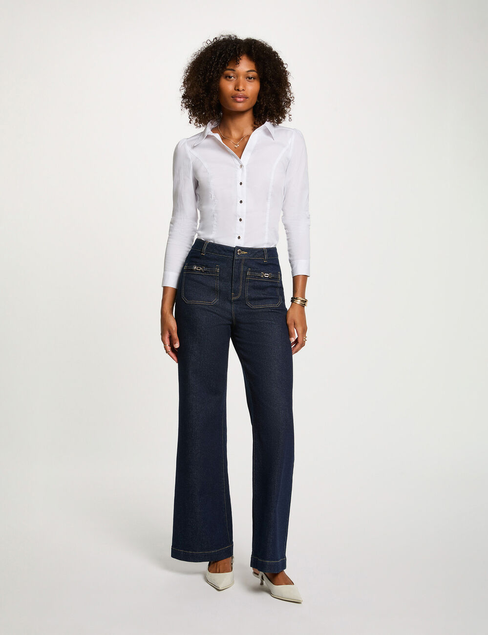 Camisa manga larga blanco mujer