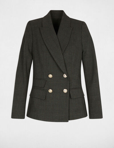 Blazer recto de cuadros gris moyen mujer