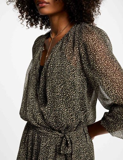 Vestido acampanado estampado multicolor mujer