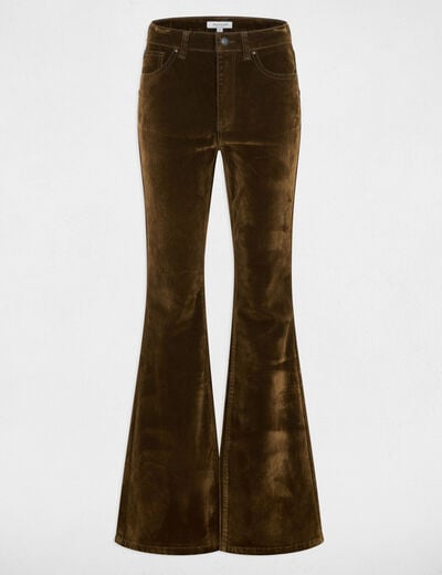 Pantal&oacute;n bootcut de terciopelo color bronce mujer