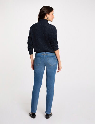 Vaquero slim talle est&aacute;ndar denim stone mujer