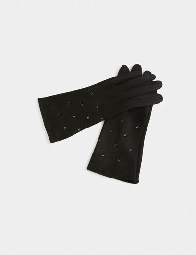 Guantes con strass negro mujer