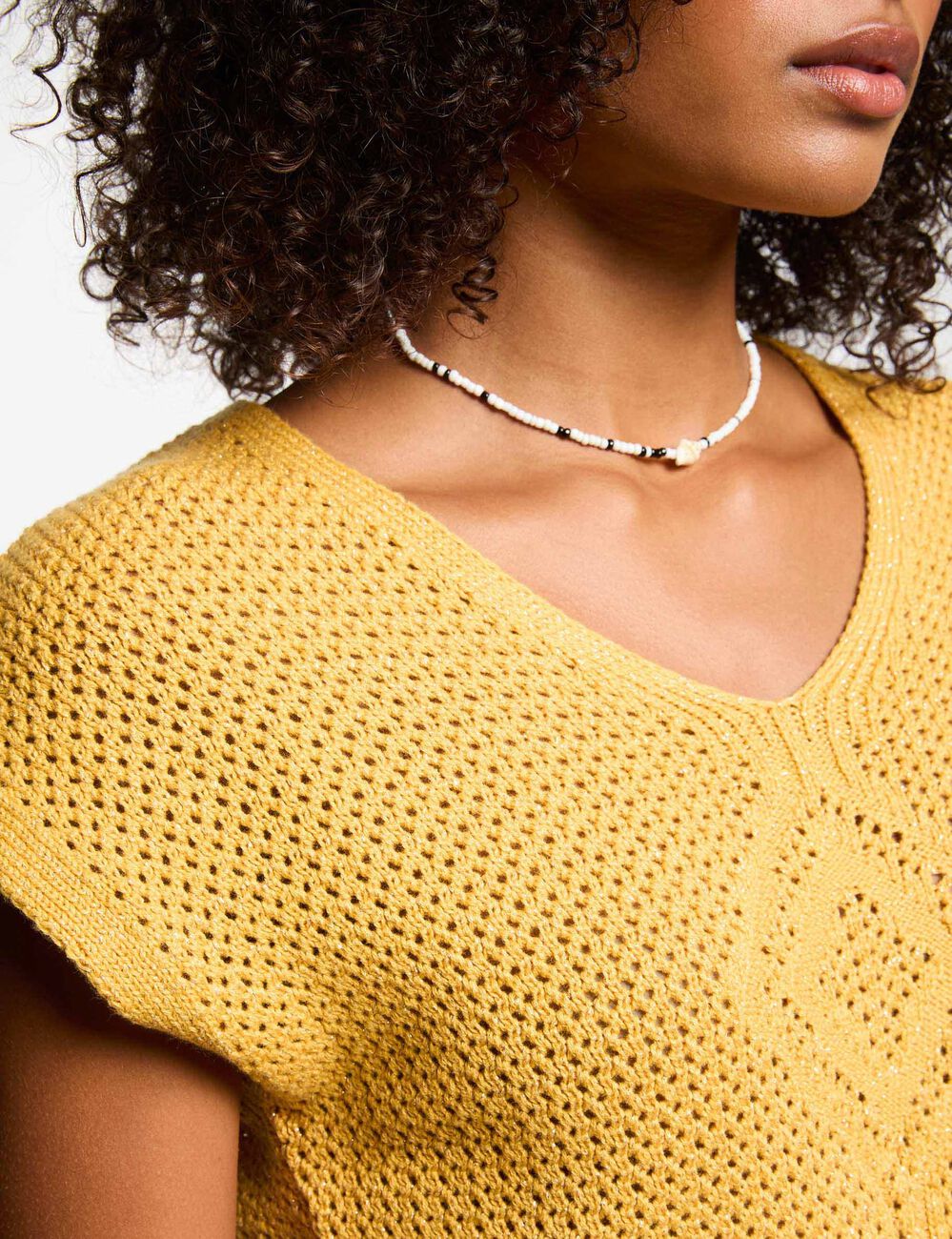 Jersey manga corta amarillo mostaza mujer