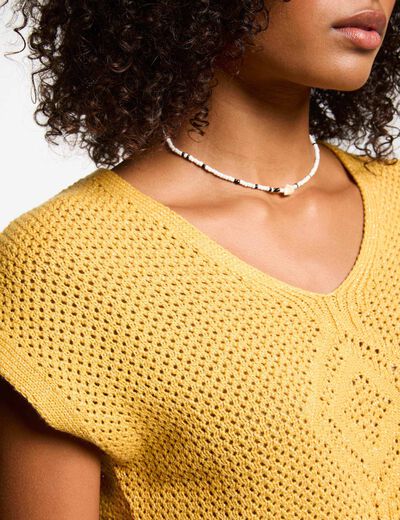 Jersey manga corta amarillo mostaza mujer