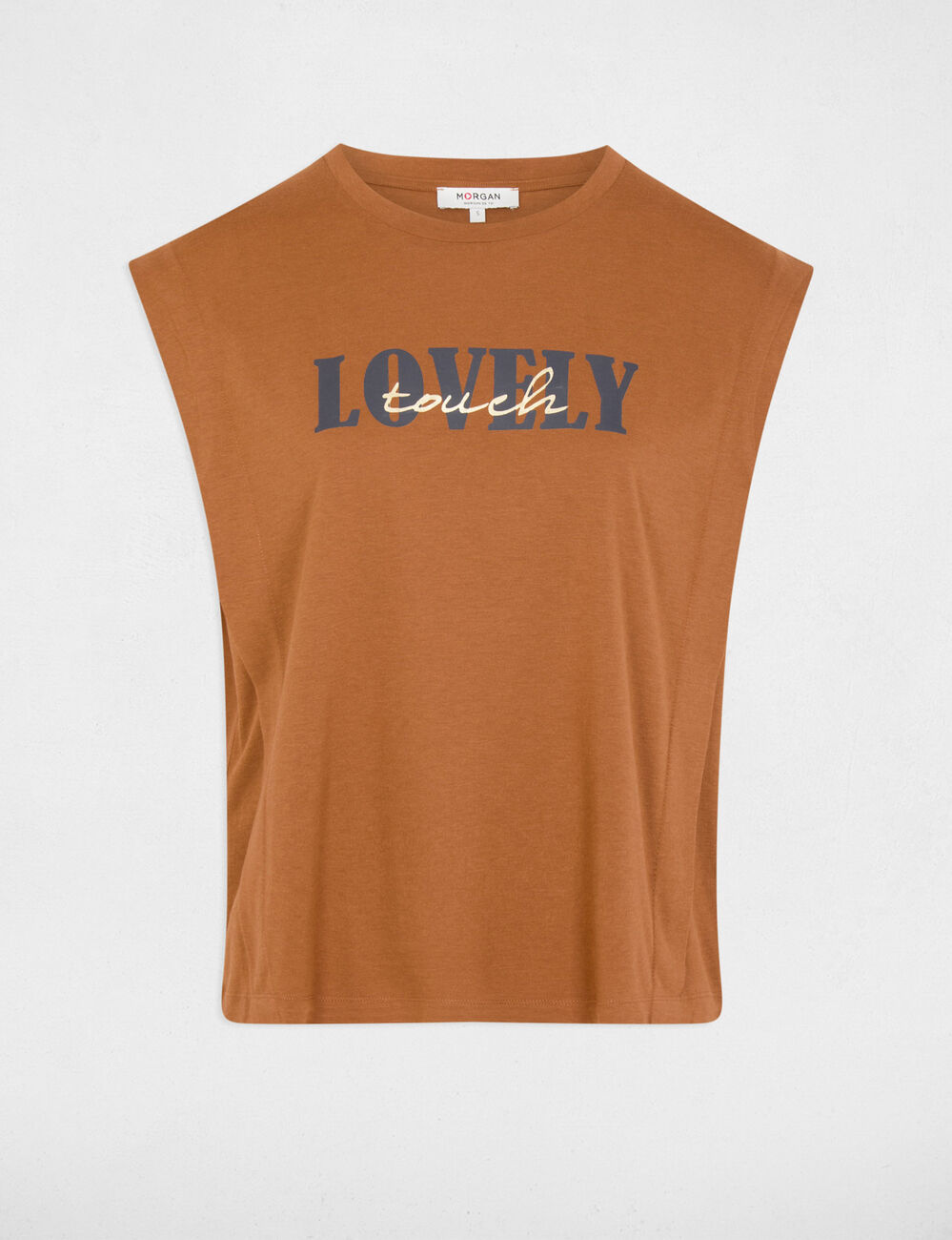 Camiseta recta cuello redondo c&aacute;mel mujer