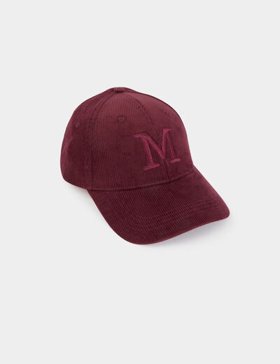 Gorra de pana ciruela mujer