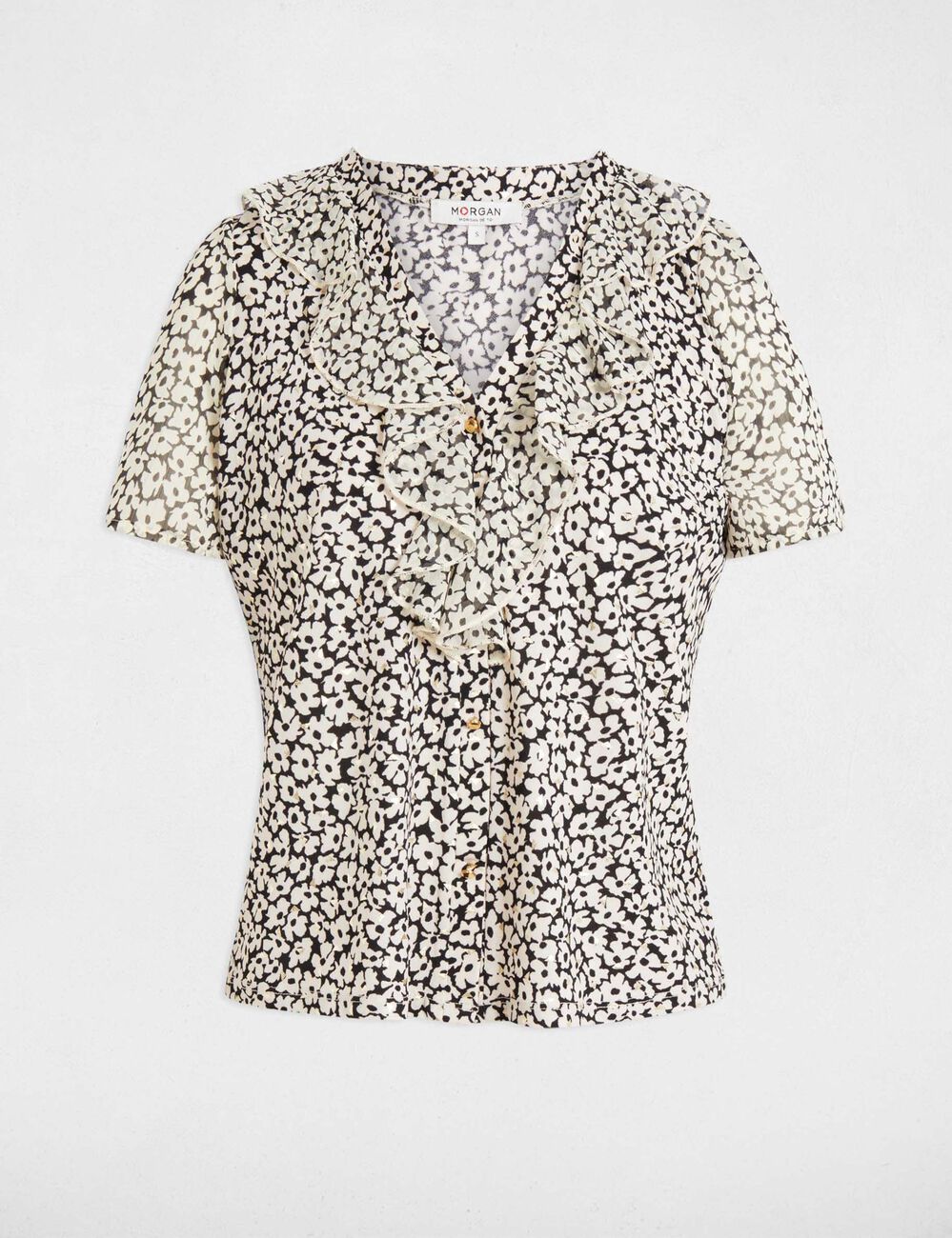 Blusa manga corta blanco mujer
