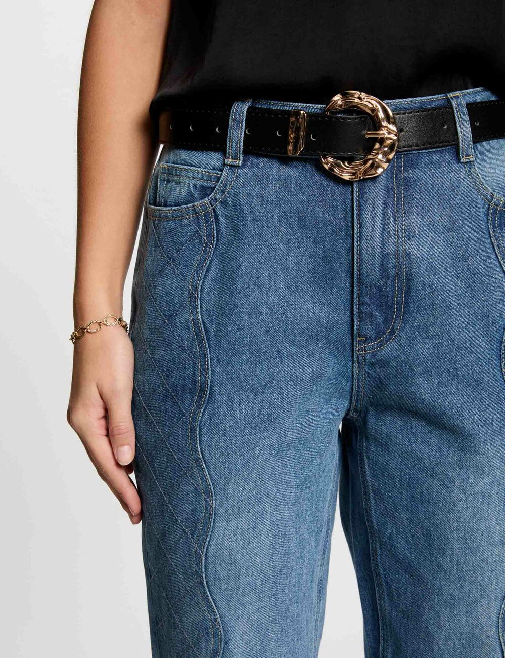 Vaquero slim acolchado denim stone mujer
