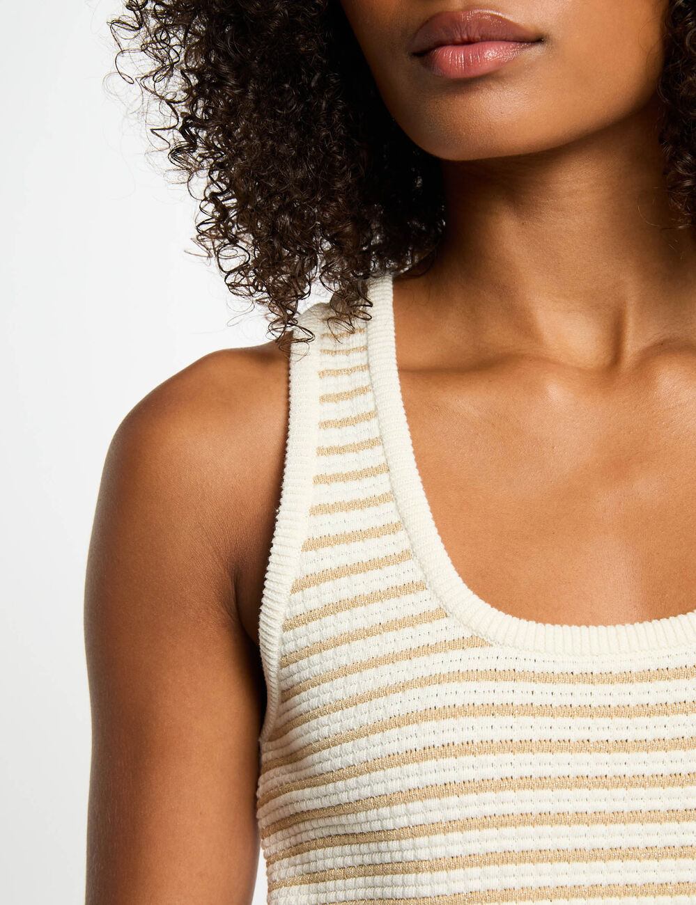 Top punto con rayas blanco mujer