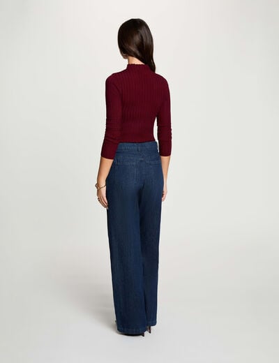 Jersey con cuello alto burdeos mujer