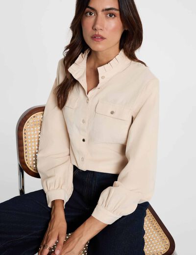 Camisa de pana marfil mujer