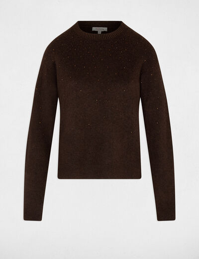 Jersey ajustado con strass marr&oacute;n oscuro mujer